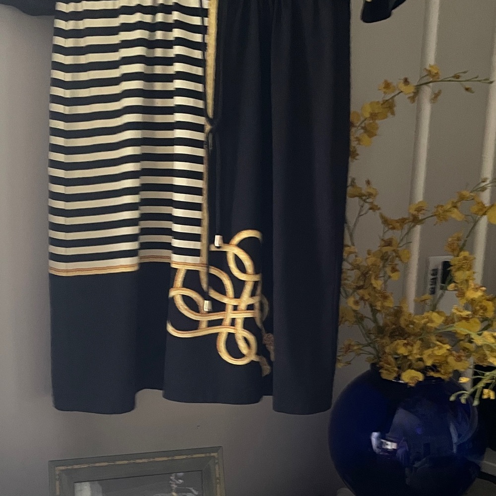Black and White Dress with Gold Detailing by J McLaughlin - Picture 4 of 4